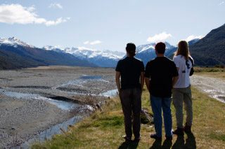 Friends in a mountain valley